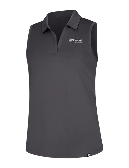 TravisMathew Womens Dark Medium Grey Coto Performance Sleeveless Polo w/OceanAir Logo
