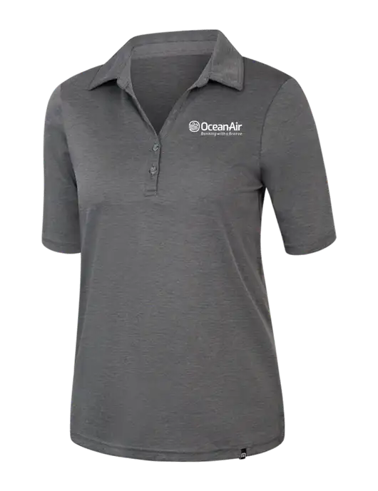 TravisMathew Womens Black Heather Sunsetters Polo w/OceanAir Logo
