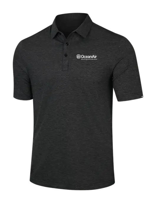 TravisMathew Black Heather Sunnyvale Polo w/OceanAir Logo