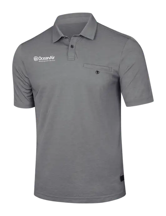 TravisMathew Medium Grey Heather Sunsetters Pocket Polo w/OceanAir Logo