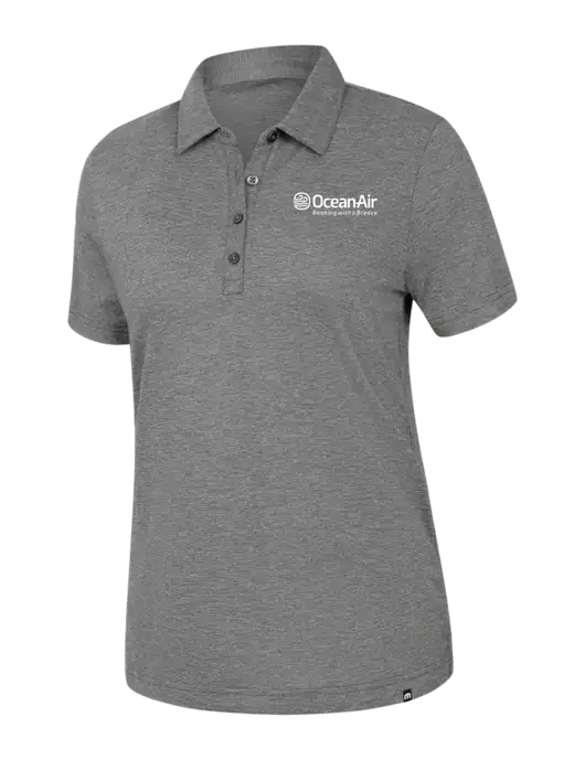TravisMathew Womens Dark Grey Heather Sunnyvale Polo w/OceanAir Logo