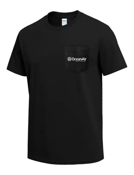 Black Heavyweight 6.1 oz Pocket T-Shirt w/OceanAir Logo