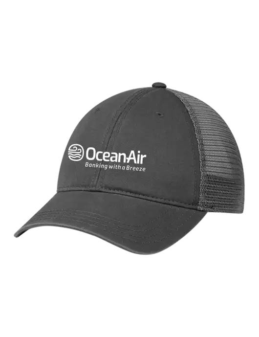 Richardson 111 Garment Washed Trucker Cap Charcoal w/Charcoal Mesh w/OceanAir Logo