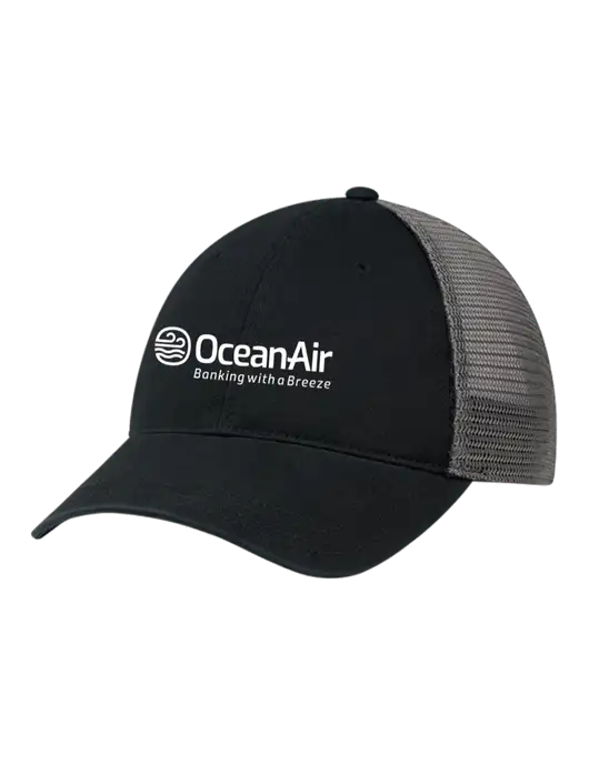 Richardson 111 Garment Washed Trucker Cap Black w/Charcoal Mesh w/OceanAir Logo