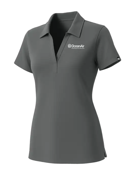 TravisMathew Womens Grey Glenview Solid Polo w/OceanAir Logo