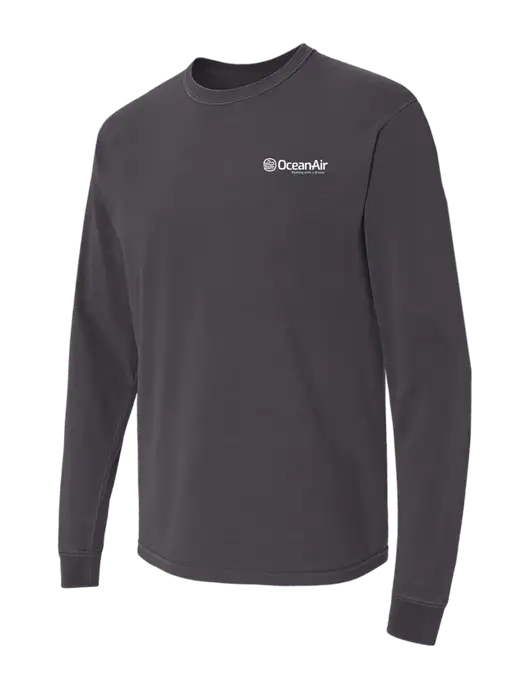 Comfort Colors Garment-Dyed Dark Grey Heavyweight Long Sleeve T-Shirt w/OceanAir Logo