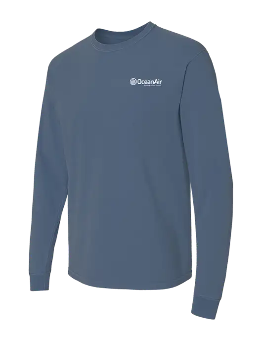 Comfort Colors Garment-Dyed Blue Slate Heavyweight Long Sleeve T-Shirt w/OceanAir Logo