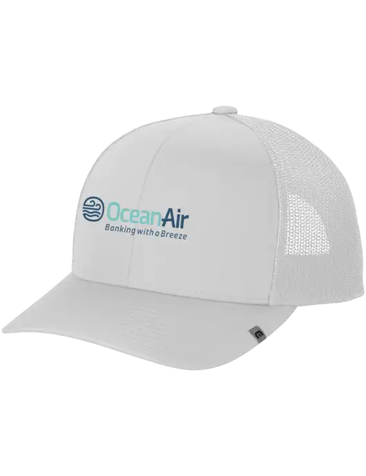 TravisMathew White Cruz Trucker Cap w/OceanAir Logo