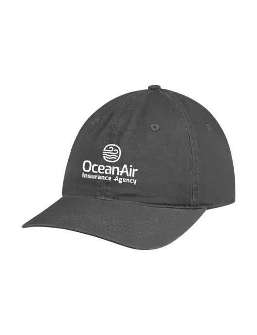 Garment Washed Unstructured Twill Charcoal Cap w/Insurance Logo