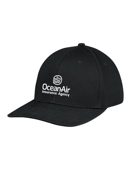 Premium Modern Structured Twill Black Snapback Cap w/Insurance Logo
