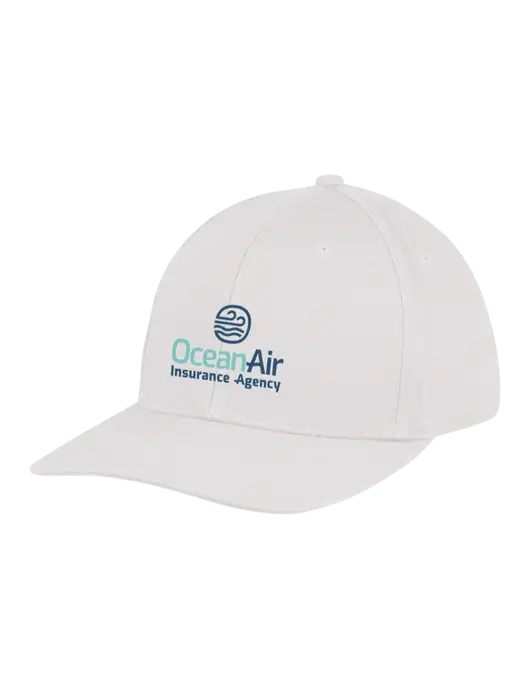 Premium Modern Structured Twill White Snapback Cap w/Insurance Logo
