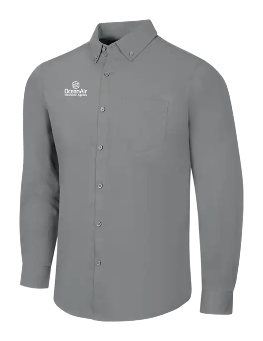 Medium Grey Long Sleeve Carefree Poplin Shirt w/Insurance Logo