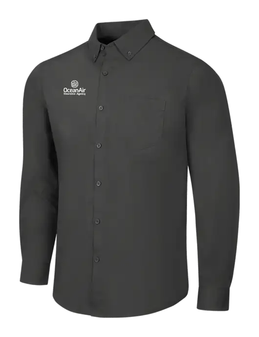 Dark Grey Long Sleeve Carefree Poplin Shirt w/Insurance Logo