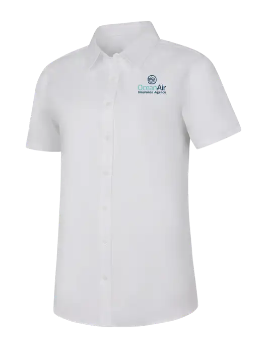 Womens White Short Sleeve Superpro React Twill Shirt w/Insurance Logo