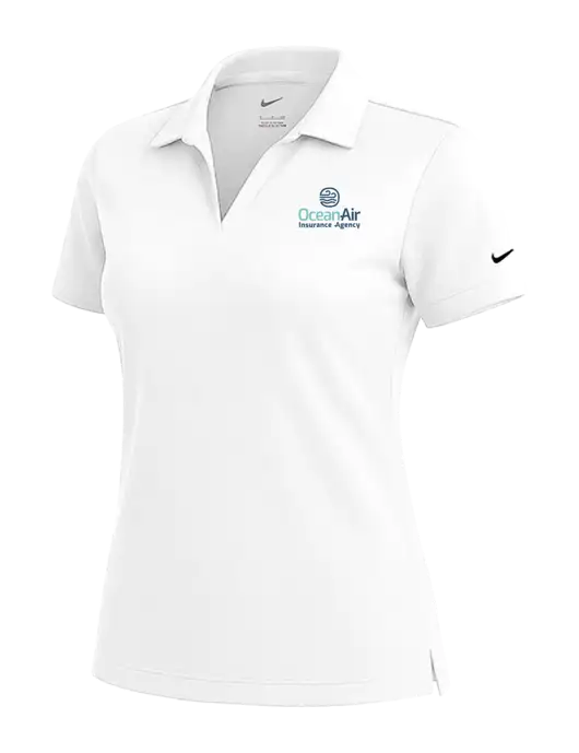 NIKE White Womens Dri-Fit Micro Pique Polo w/Insurance Logo