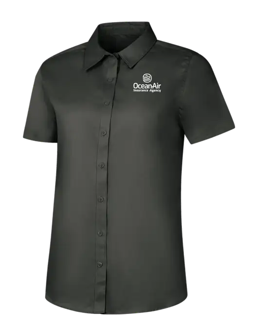 Womens Dark Grey Short Sleeve Superpro React Twill Shirt w/Insurance Logo