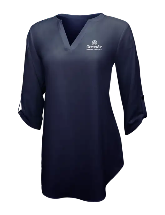 Navy Womens 3/4 Sleeve Tunic Blouse w/Insurance Logo
